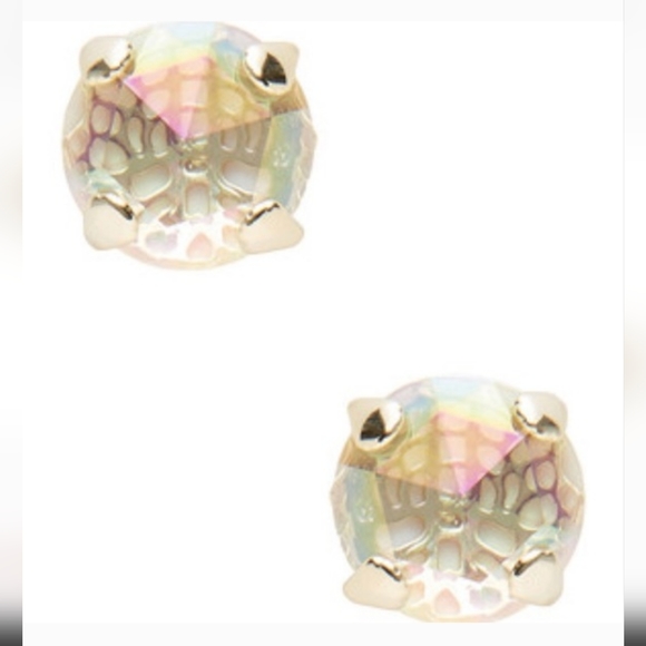 Kendra Scott Hillary Gold Studs in Iridescent Clear Statement Vintage HTF - Picture 4 of 17
